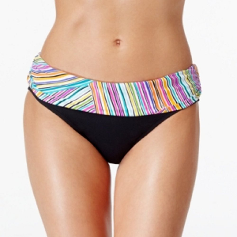 Anne Cole Women's XS Stripe Foldover Hipster Bikini Bottom